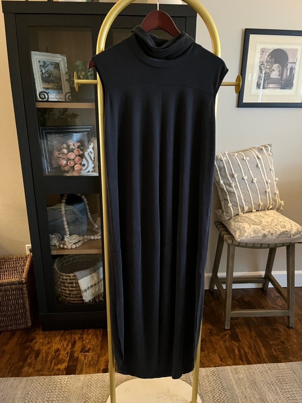 Sleeveless Black Sen Turtleneck Maxi Dress